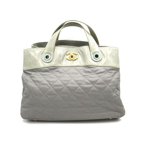 Chanel Shoulder Bag Tote Bag Leather Gray - Picture 1 of 5